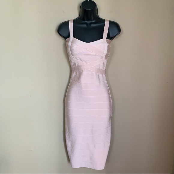 Meilun Dresses & Skirts - Light Pink Bandage Midi Bodycon Dress